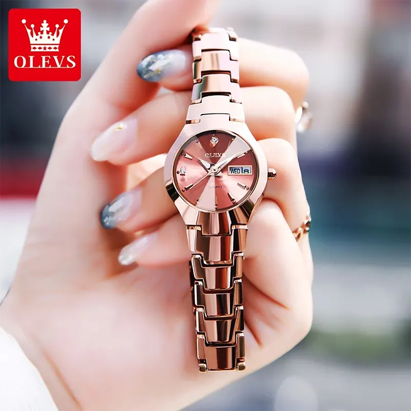 Olevs Tungsten Steel Copper Dial Ladies Watch | 8697